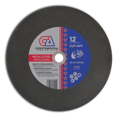 CONTINENTAL ABRASIVES 12" x 1/8" (5/32) x 1" Triple Reinforced High Speed Gas or Electric Abrasive Saw Blade for Metal A7-11201281